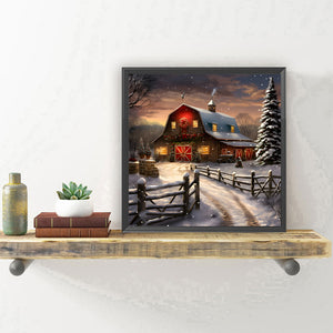 Snow House-Full Round Diamond Painting-30x30cm