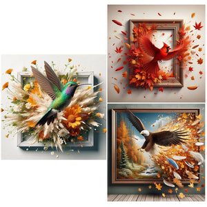 The Redbird Escapes From The Frame-Full Square Diamond Painting-40x40cm