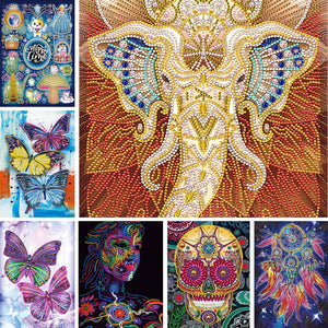 Butterfly Skull-Partial Special Luminous Diamond Painting-30x40cm