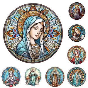 Stained Glass Jesus Virgin-Full Round Diamond Painting-30x30cm