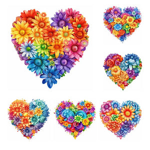 Heart Flower-Full Round Diamond Painting-30x30cm