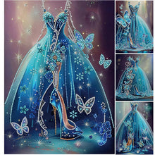 Load image into Gallery viewer, Blue Wedding Dress-Partial Special Diamond Painting-30x40cm
