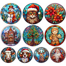 Load image into Gallery viewer, Stained Glass Christmas-Full Round Diamond Painting-30x30cm
