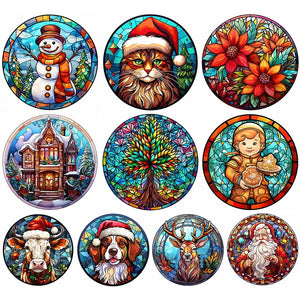 Stained Glass Christmas-Full Round Diamond Painting-30x30cm