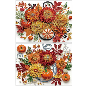 Autumn Pumpkin Quill Paper Painting-Partial Special Diamond Painting-40x30cm