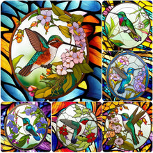 Load image into Gallery viewer, Stained Glass Hummingbird-Full Round Diamond Painting-30x30cm
