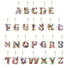 Load image into Gallery viewer, 26 Alphabet Flowers-Double Sided Keychain
