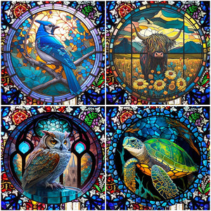 Stained Glass Animal-Full Round Diamond Painting-30x30cm