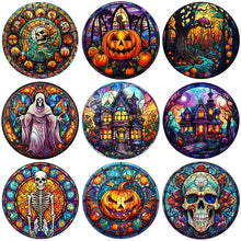 Load image into Gallery viewer, Stained Glass Halloween-Full Round Diamond Painting-30x30cm
