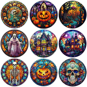 Stained Glass Halloween-Full Round Diamond Painting-30x30cm