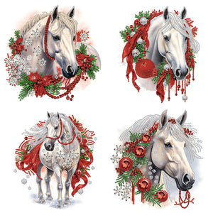 Christmas White Horse-Partial Special Diamond Painting-30x30cm