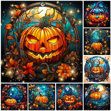 Load image into Gallery viewer, Halloween Pumpkin-Full Round Diamond Painting-30x30cm
