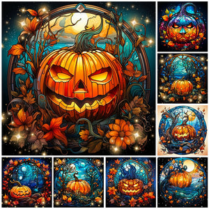 Halloween Pumpkin-Full Round Diamond Painting-30x30cm