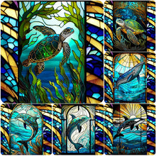 Load image into Gallery viewer, Stained Glass Marine Life-Full Round Diamond Painting-30x30cm
