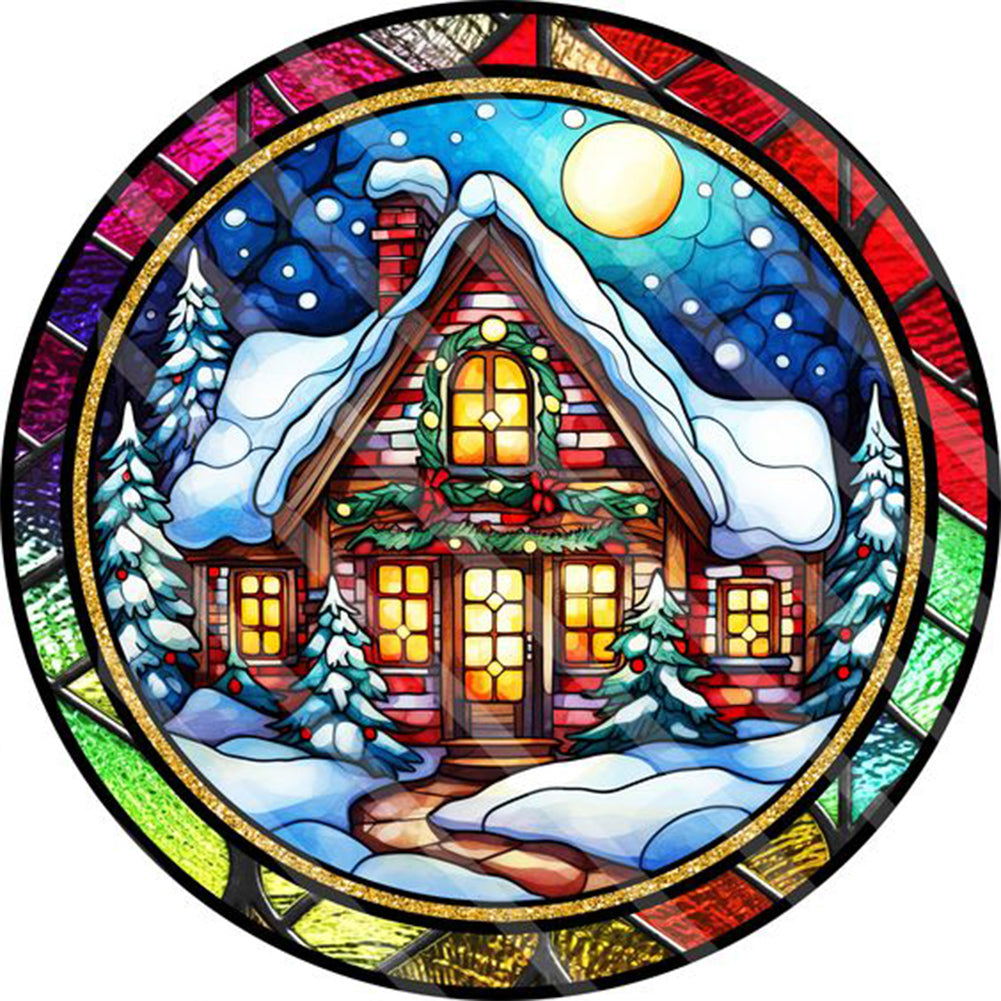 Round Card Christmas-Full Round Diamond Painting-30x30cm