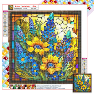 Stained Glass Flower-Full Square Diamond Painting-35x35cm