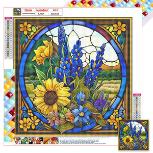 Stained Glass Flower-Full Square Diamond Painting-35x35cm