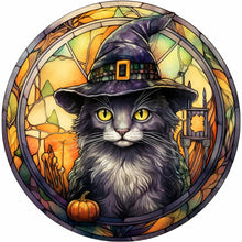 Load image into Gallery viewer, Stained Glass Halloween-Full Round Diamond Painting-30x30cm
