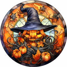 Load image into Gallery viewer, Stained Glass Halloween-Full Round Diamond Painting-30x30cm
