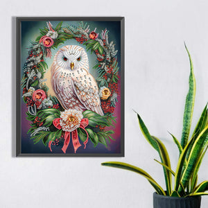 Christmas Owl Wreath-Partial Special Diamond Painting-30x40cm