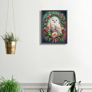 Christmas Owl Wreath-Partial Special Diamond Painting-30x40cm