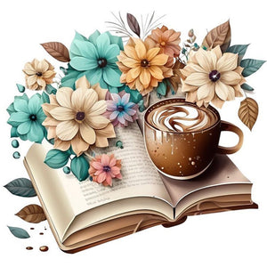 Books And Coffee-Full Round Diamond Painting-40x40cm