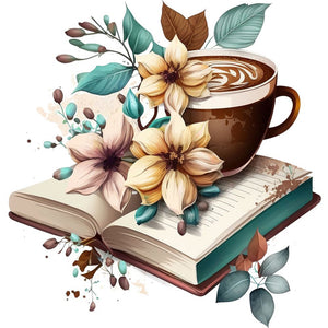 Books And Coffee-Full Round Diamond Painting-40x40cm