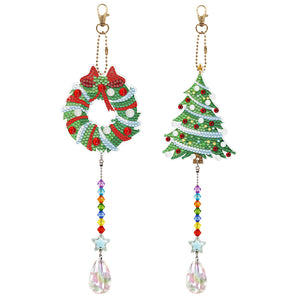 2Pcs/Set-Christmas Animal-Sun Catcher Window Hanging Diamond Wind Chime