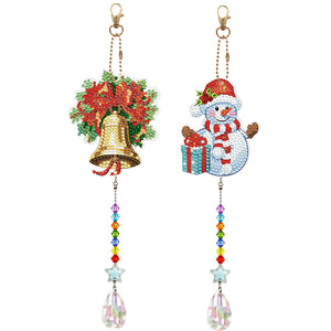 2Pcs/Set-Christmas Animal-Sun Catcher Window Hanging Diamond Wind Chime