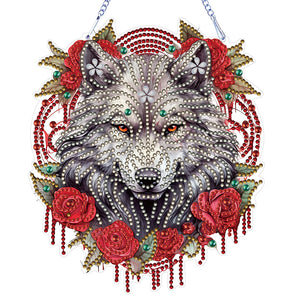 Wolf-Single Side Drill-Diamond Pendant