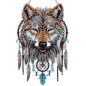 Wolf-Single Side Drill-Diamond Pendant