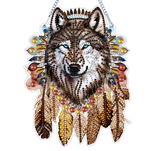 Wolf-Single Side Drill-Diamond Pendant