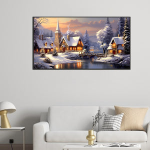 Snow Scene-Full Round Diamond Painting-75x40cm-Large Size