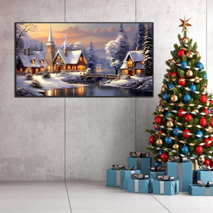 Snow Scene-Full Round Diamond Painting-75x40cm-Large Size