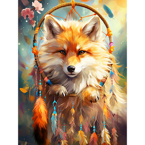 Fox Dream Catcher-Full Round Diamond Painting-30x40cm