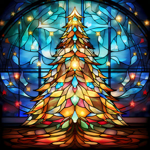 Stained Glass Christmas-Full Round Diamond Painting-30x30cm