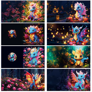 8Pcs/Set Dragon-Diamond Greeting Cards