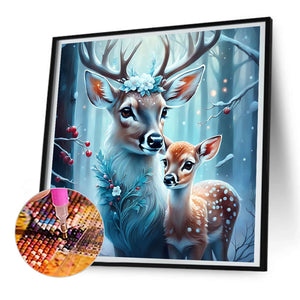 Deer-Full Round Diamond Painting-30x30cm