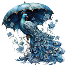 Load image into Gallery viewer, Blue Peacock-Full Round Diamond Painting-30x30cm
