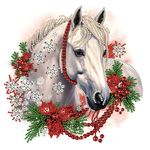 Christmas White Horse-Partial Special Diamond Painting-30x30cm