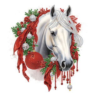 Christmas White Horse-Partial Special Diamond Painting-30x30cm