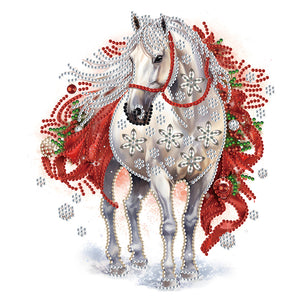 Christmas White Horse-Partial Special Diamond Painting-30x30cm