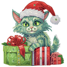 Load image into Gallery viewer, Christmas Cat-Partial Special Diamond Painting-30x30cm
