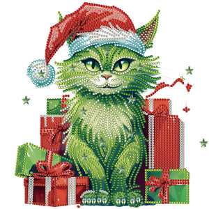 Christmas Cat-Partial Special Diamond Painting-30x30cm