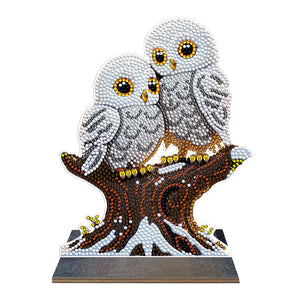 Owl-Single Side Drill-Wooden Diamond Desktop Ornament