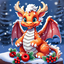 Load image into Gallery viewer, Christmas Dragon-Full Round Diamond Painting-30x30cm
