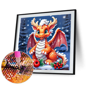 Christmas Dragon-Full Round Diamond Painting-30x30cm