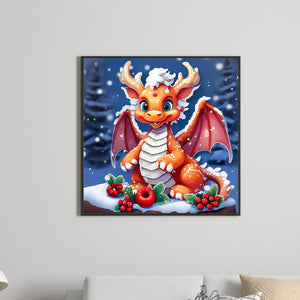 Christmas Dragon-Full Round Diamond Painting-30x30cm