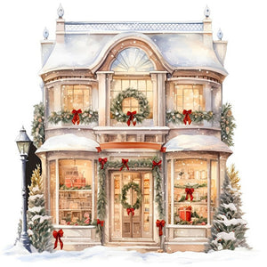 Christmas House-Full Round Diamond Painting-30x30cm