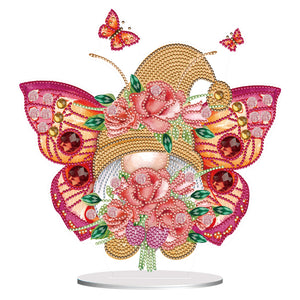 Butterfly Gnome-Single Side Drill-Acrylic Diamond Desktop Ornament